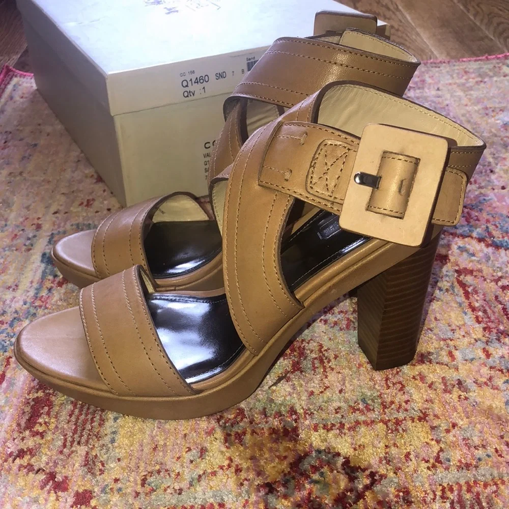 Coach tan suede heels